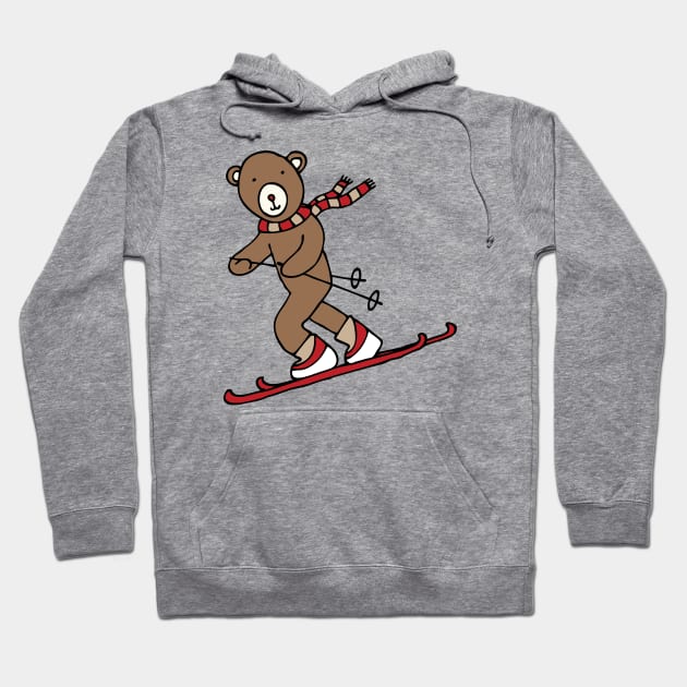 Skiing Bear -  A happy chap by Cecca Designs Hoodie by Cecca